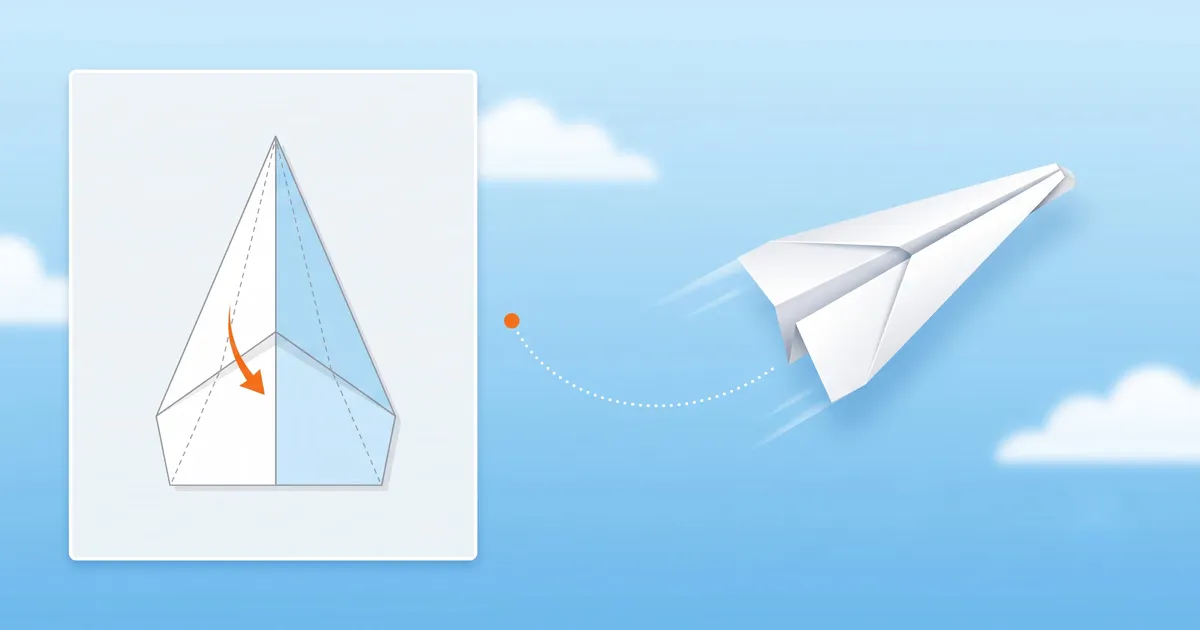 Le Faucon, avion en papier de distance à nez émoussé, en vol dans un ciel bleu