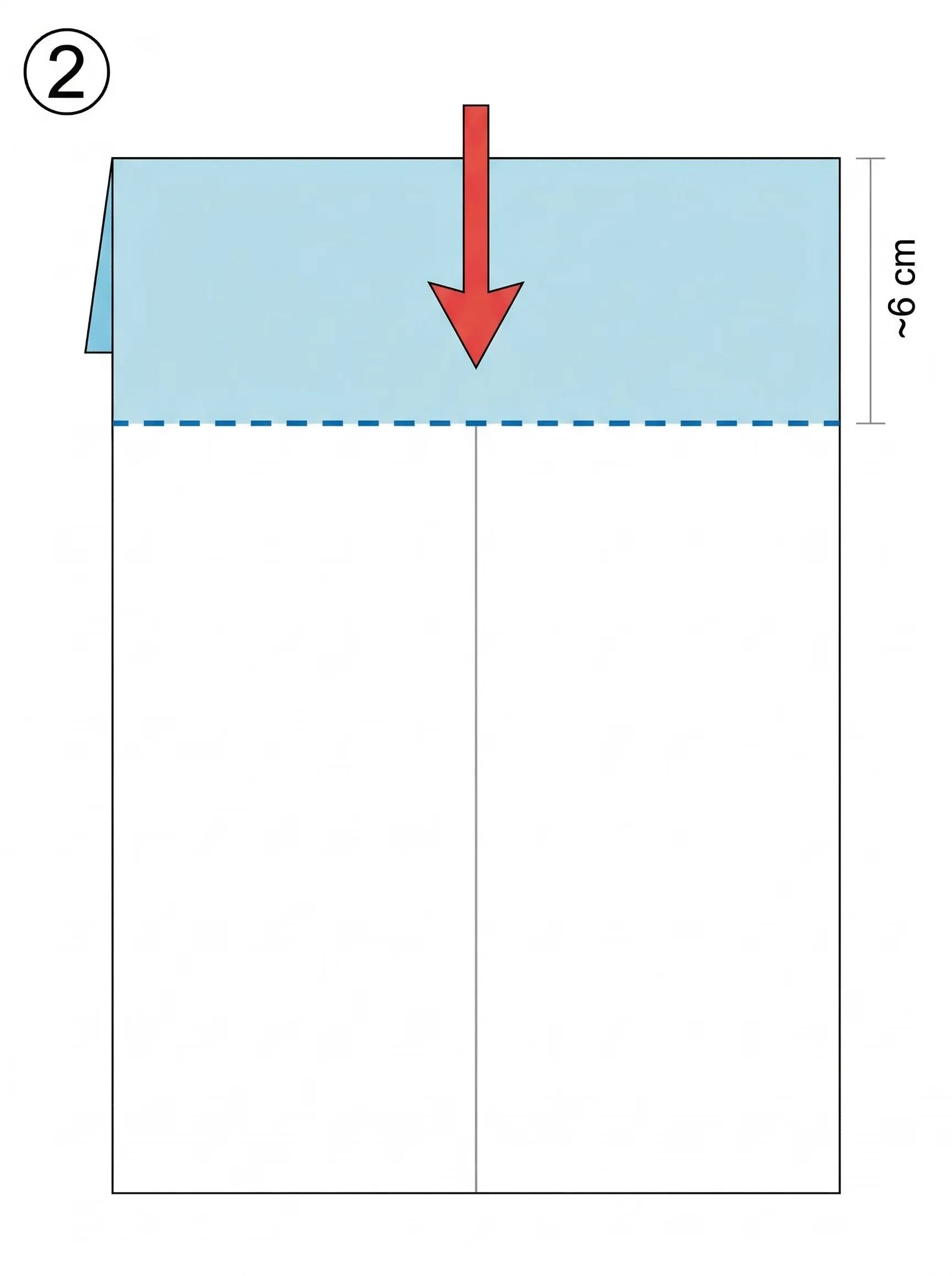 Étape 2 Nakamura — plier le bord supérieur vers le bas sur 6 cm