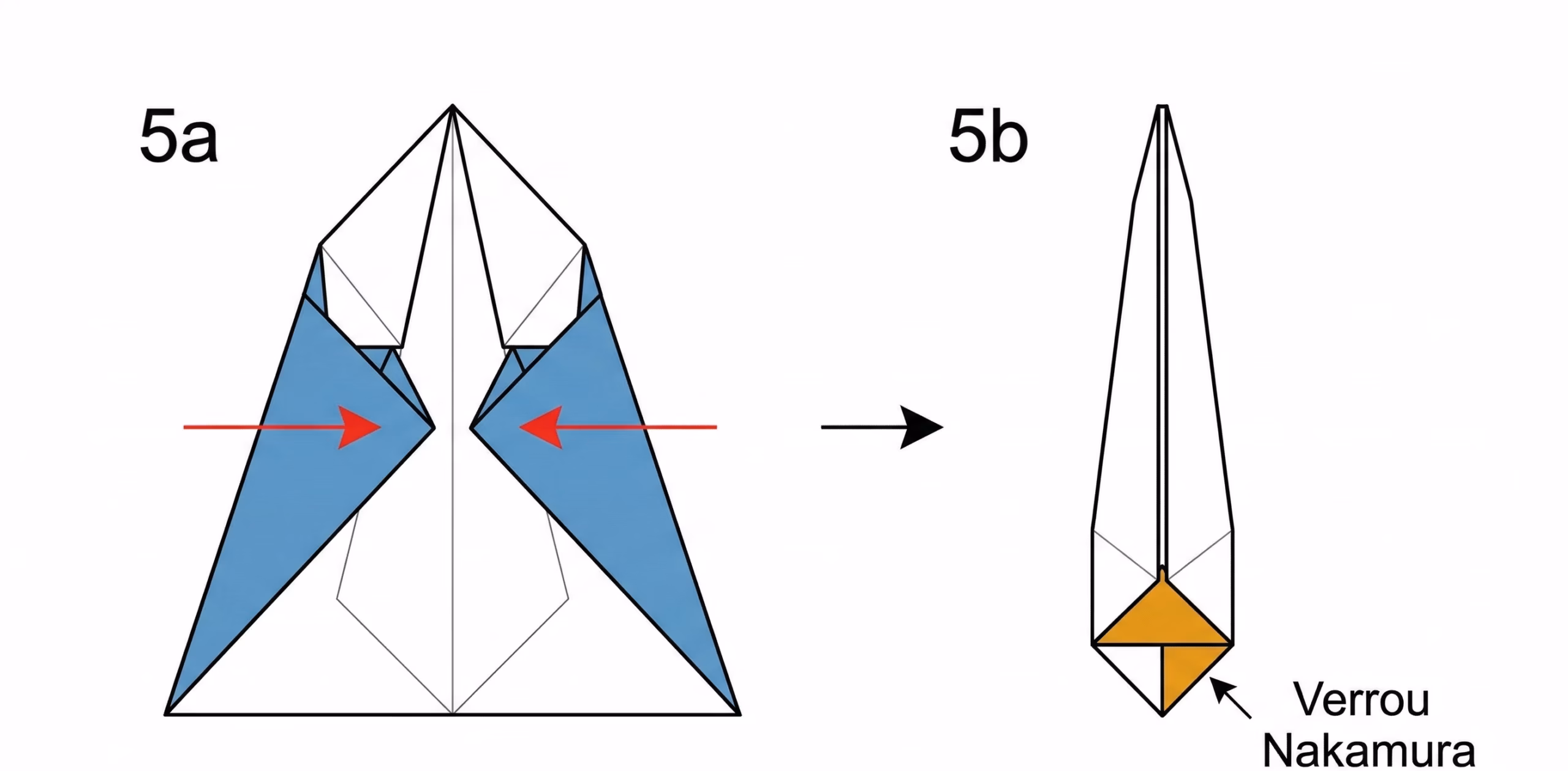 Étape 5 Nakamura — double pli des bords et verrou du nez visible