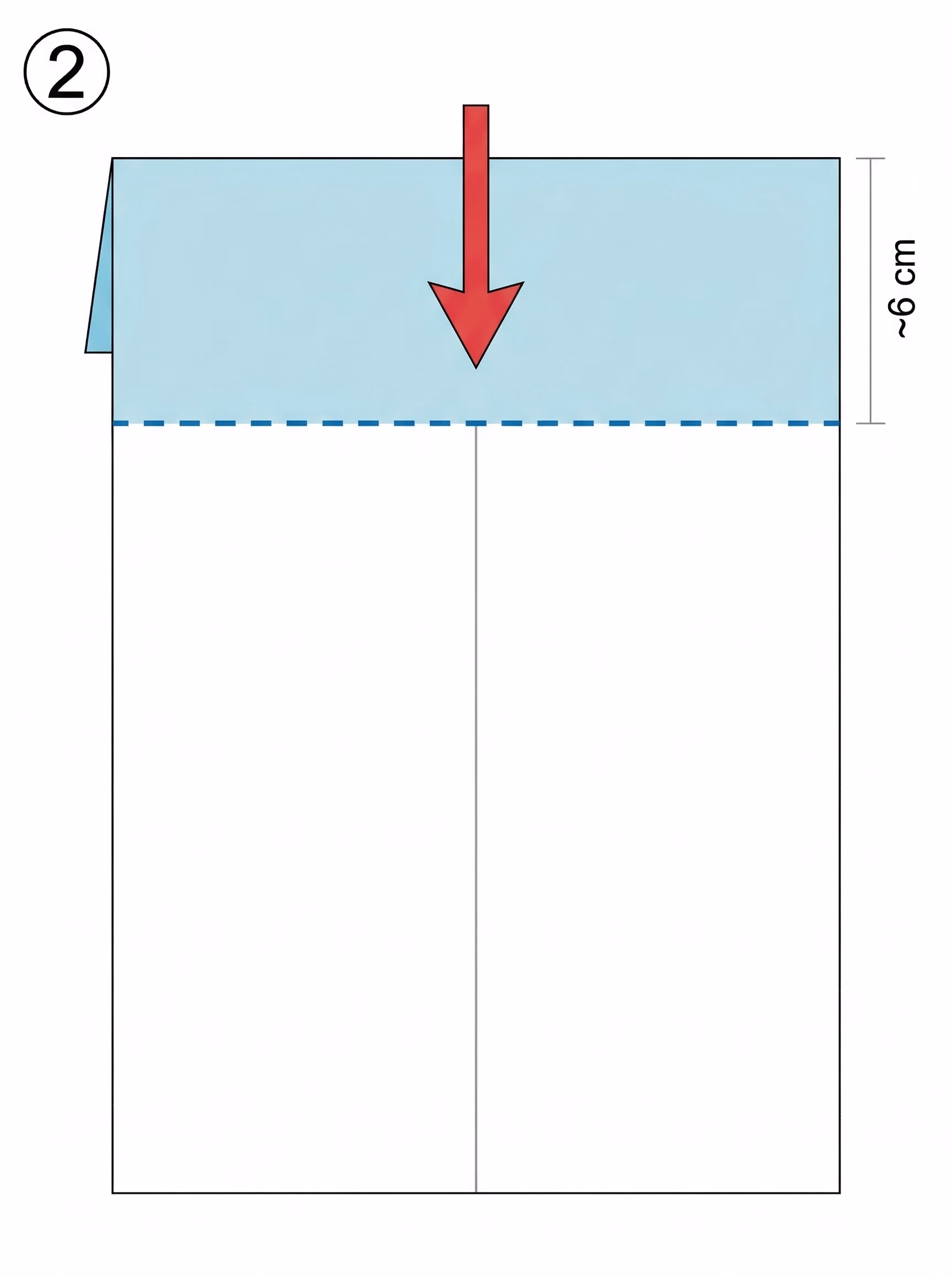 Étape 2 Nakamura — plier le bord supérieur vers le bas sur 6 cm